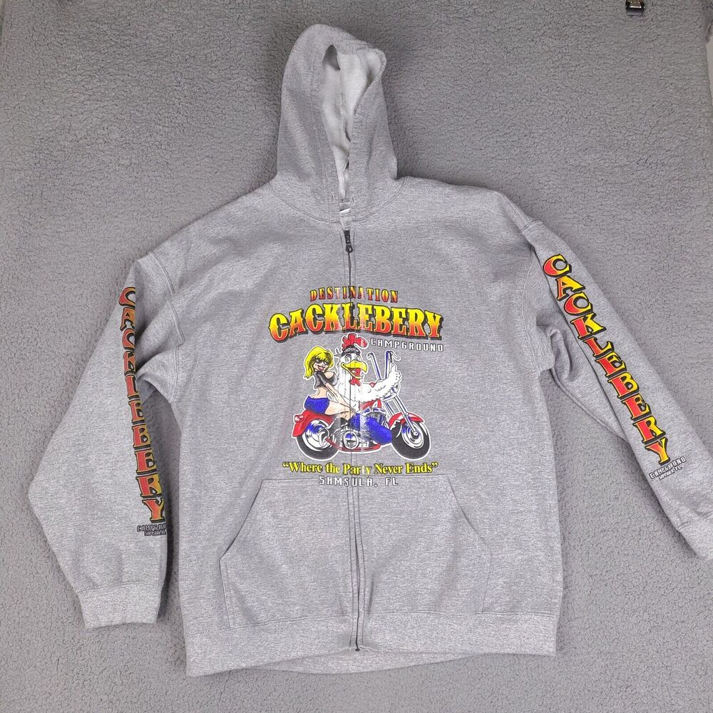 Cacklebery Campground Hoodie Jacket Mens 2XL Gray‎ Sweatshirt Full Zip Pockets